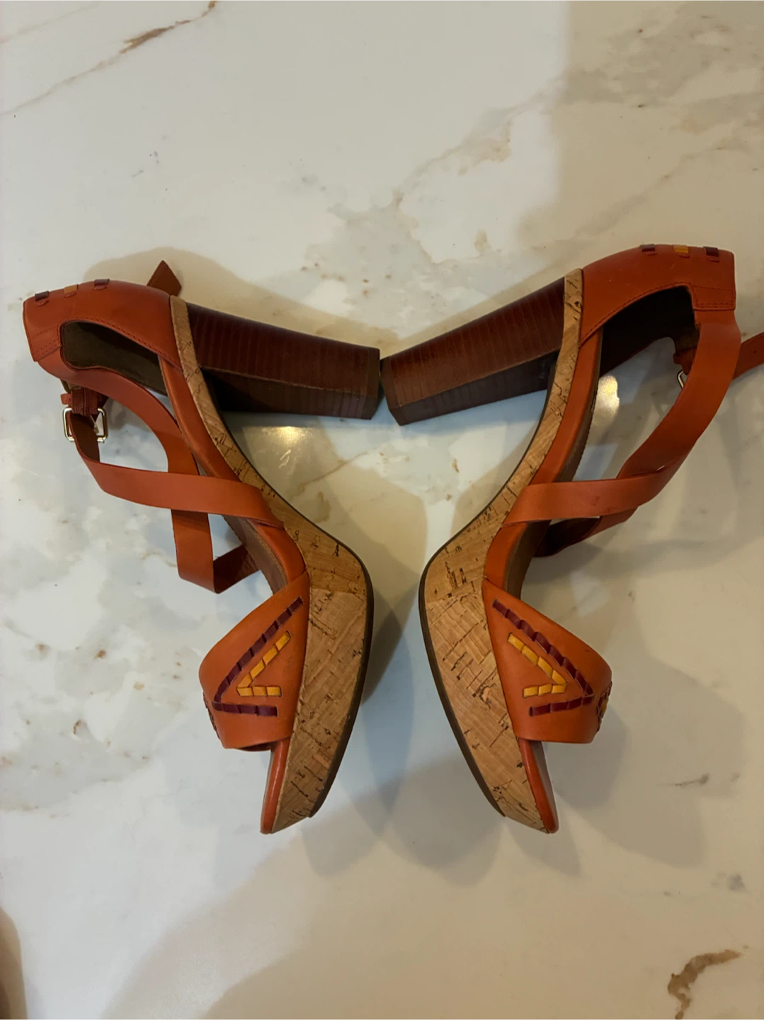 Geox Respira Orange Leather Platform Sandals 9 - photo 2