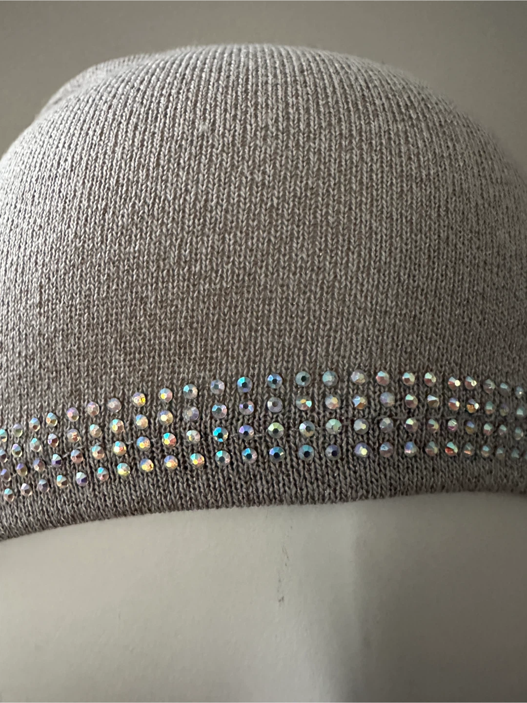 Grey Beanie with Rhinestone Accent - photo 3