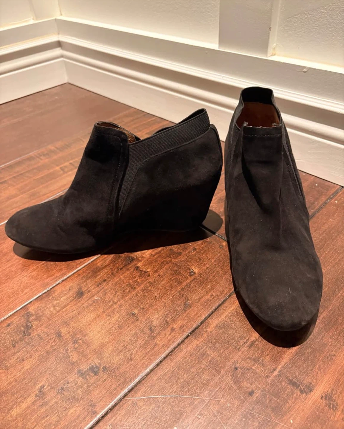 Gentle Souls black suede wedge ankle boots - photo 2