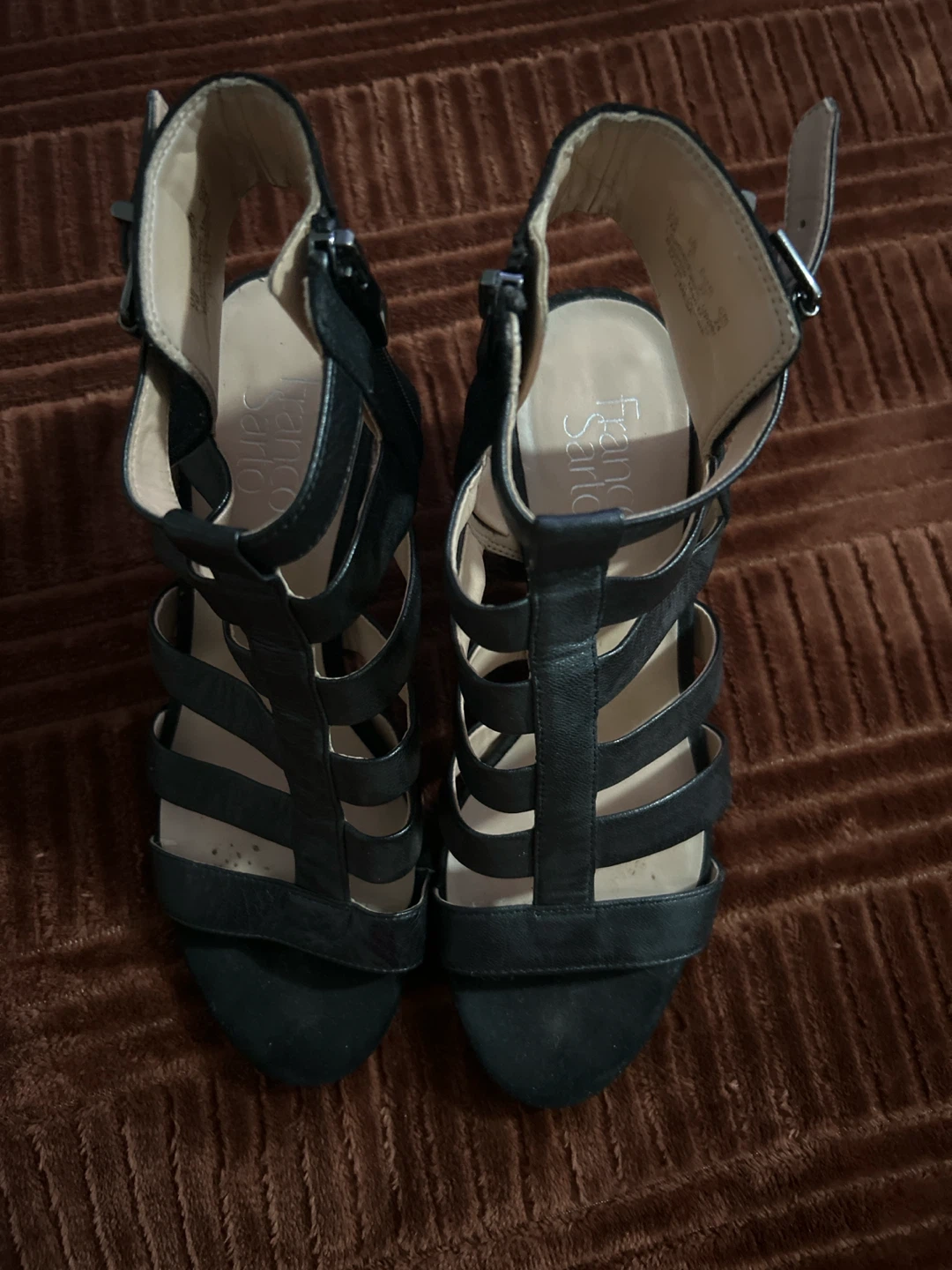 Franco Sarto Black Gladiator Heeled Sandals
