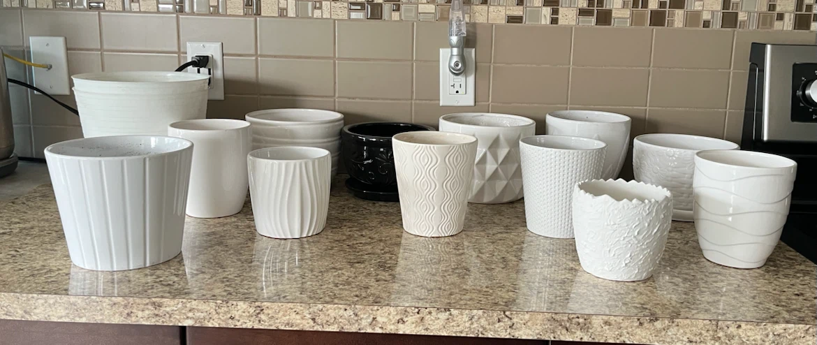 Assorted Ceramic Plant Pots with Saucers