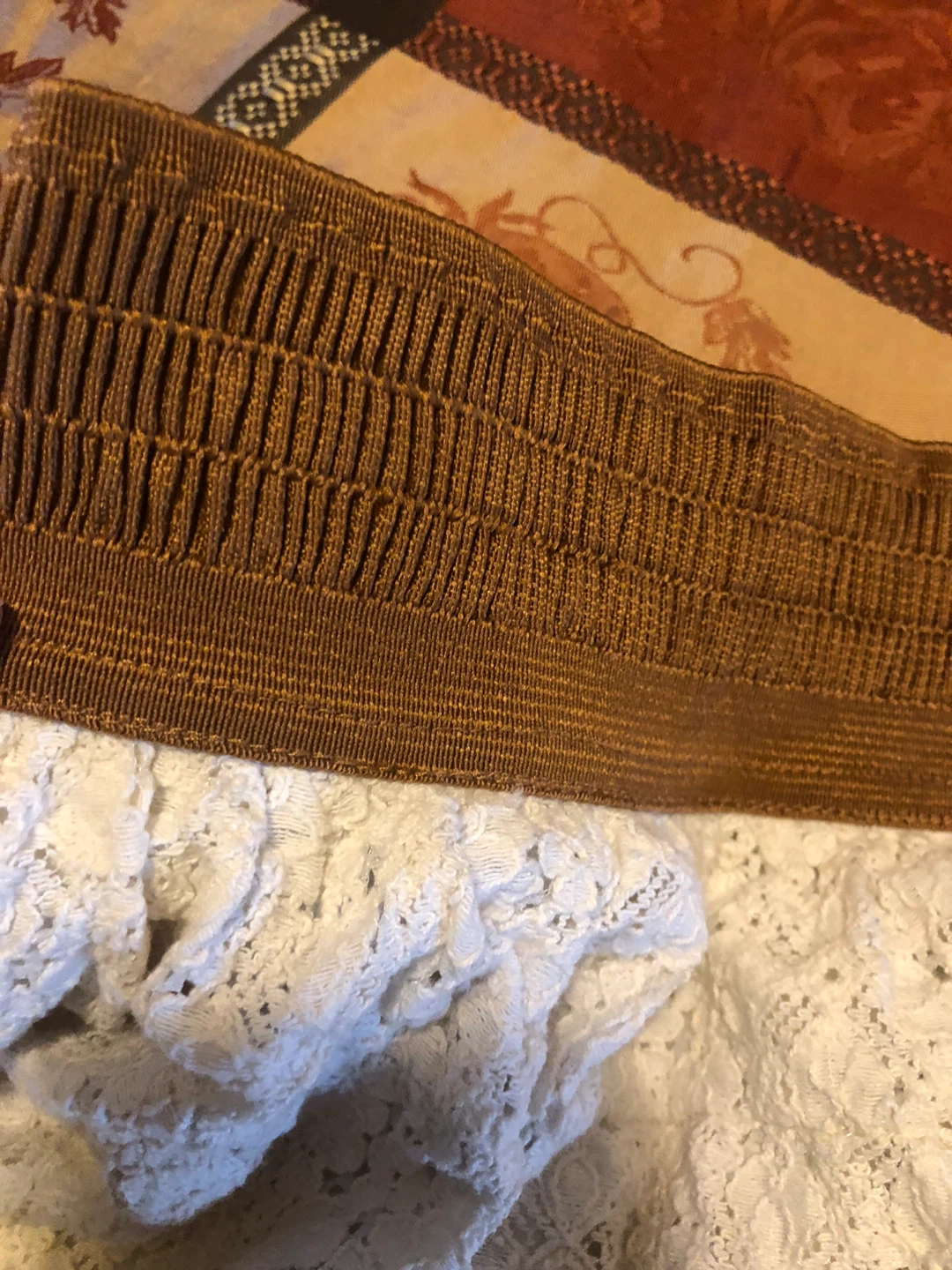 White Fall Lace Skirt with Brown Waistband - photo 2