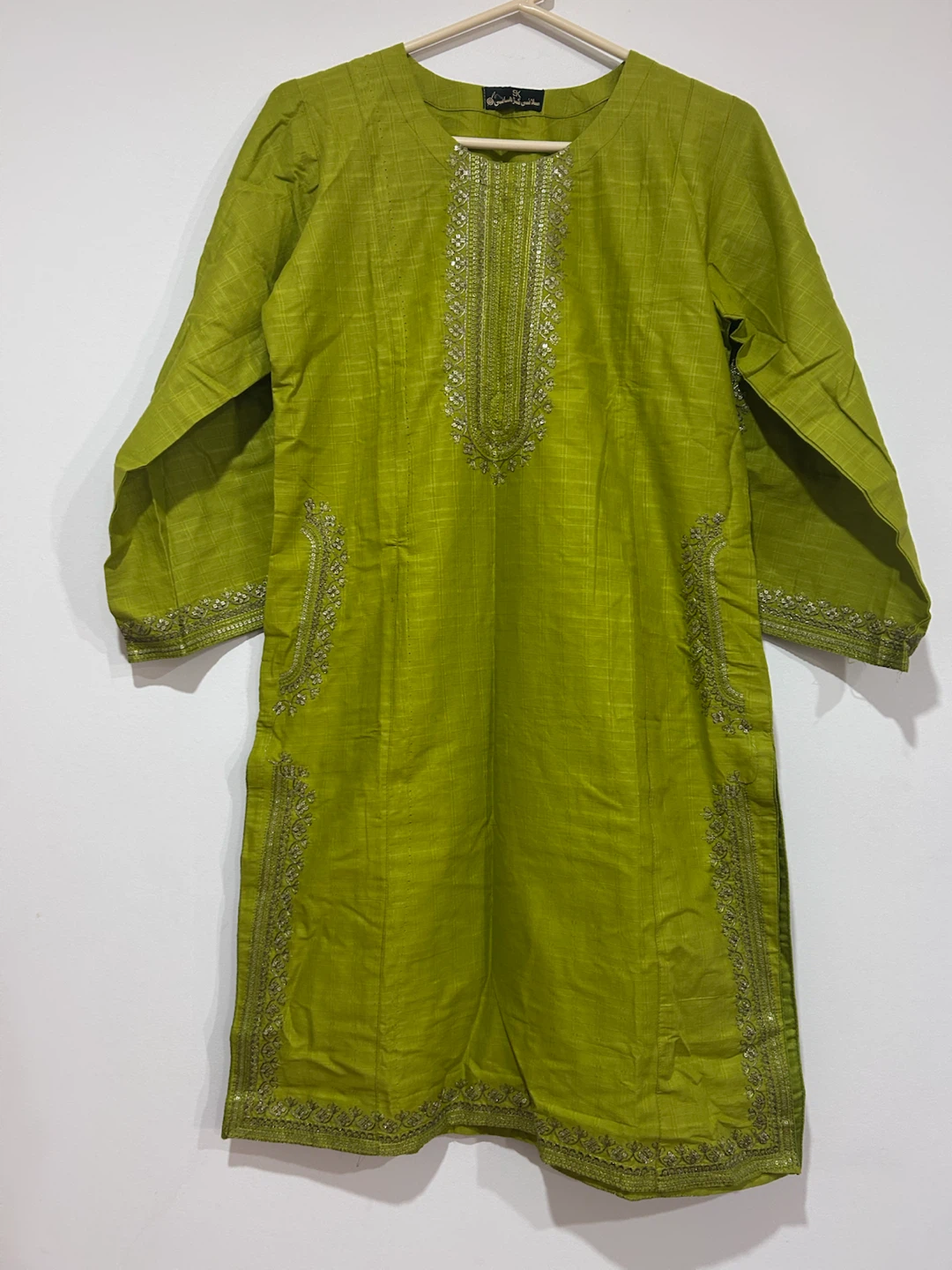 Green Kurti, Pants, and Scarf Set
