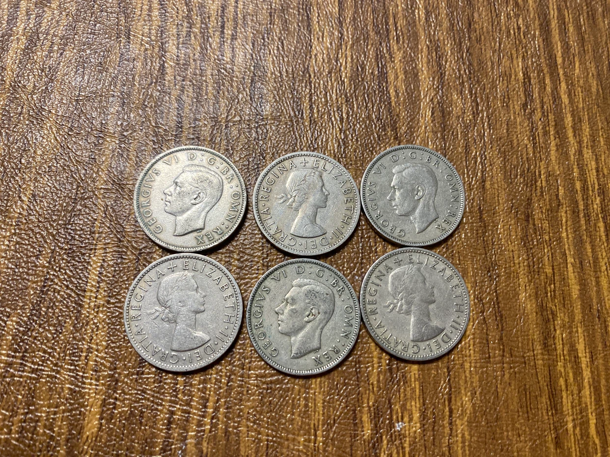 Set of 6 Vintage British Two Shillings Coins - photo 2