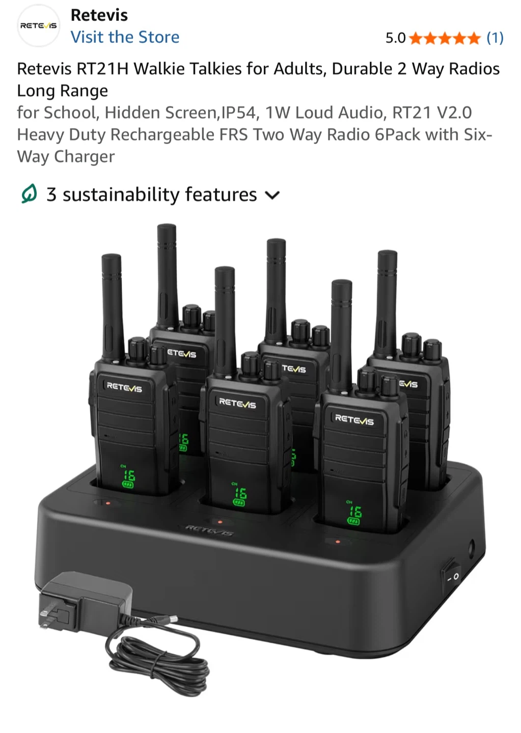 Retevis RT21H Walkie Talkies 6-Pack with Charger - photo 2