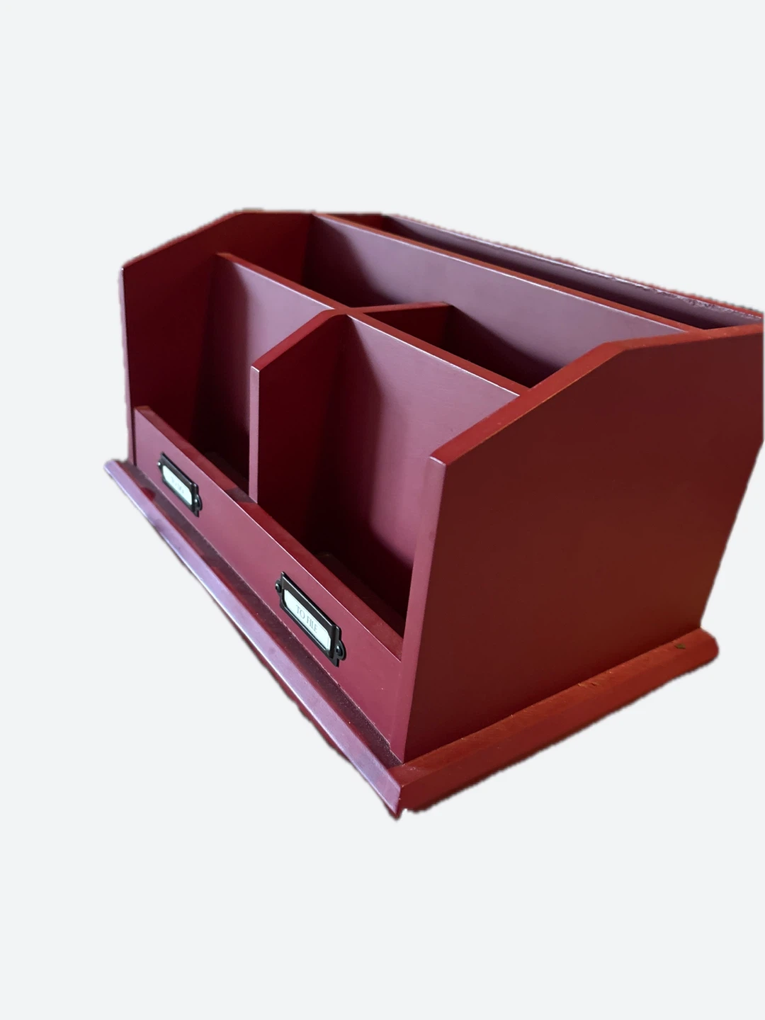 Red Wooden Desk Organizer with Drawers - photo 3