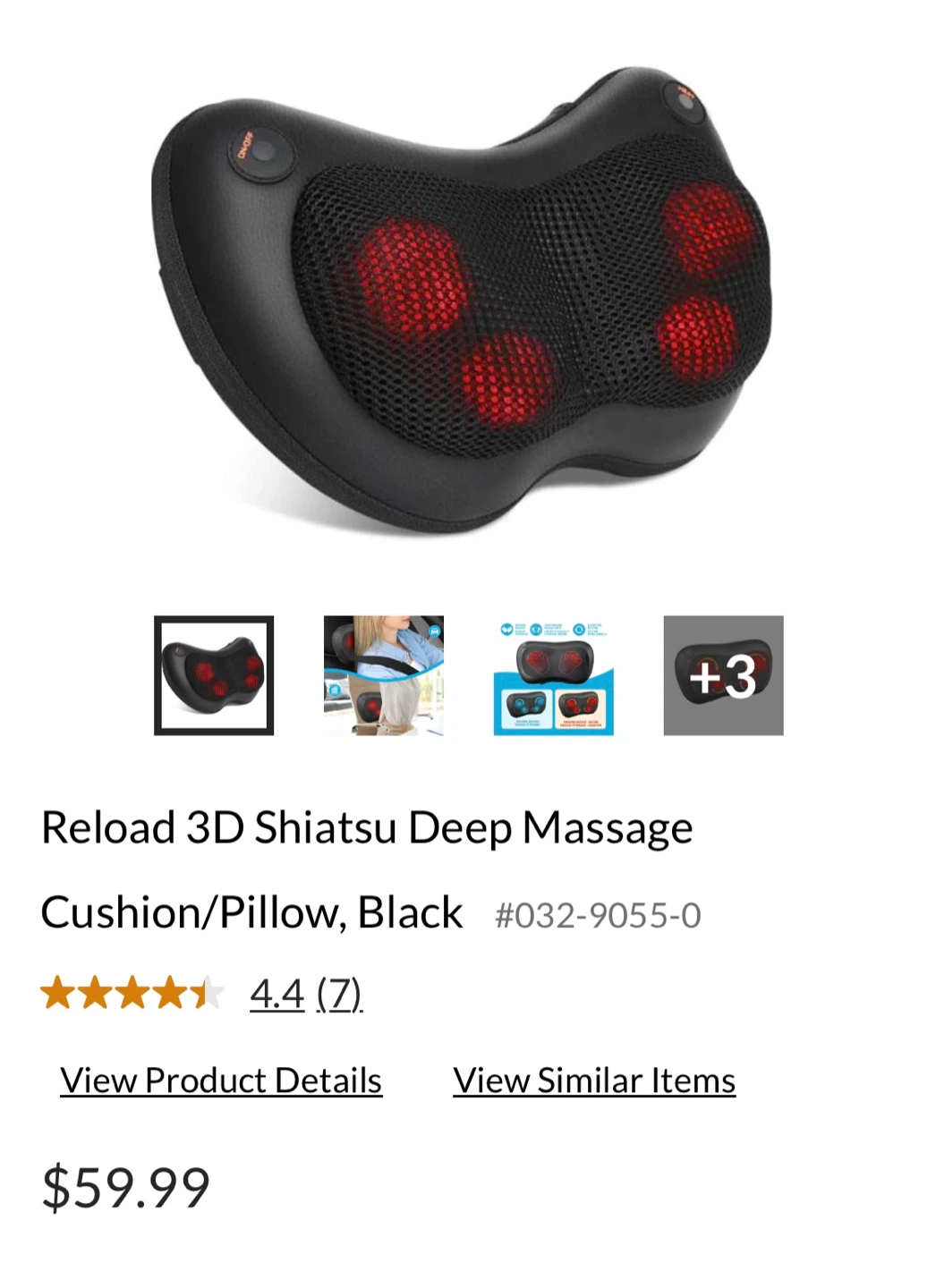 Shiatsu Deep Massage Cushion/Pillow, Black - photo 2
