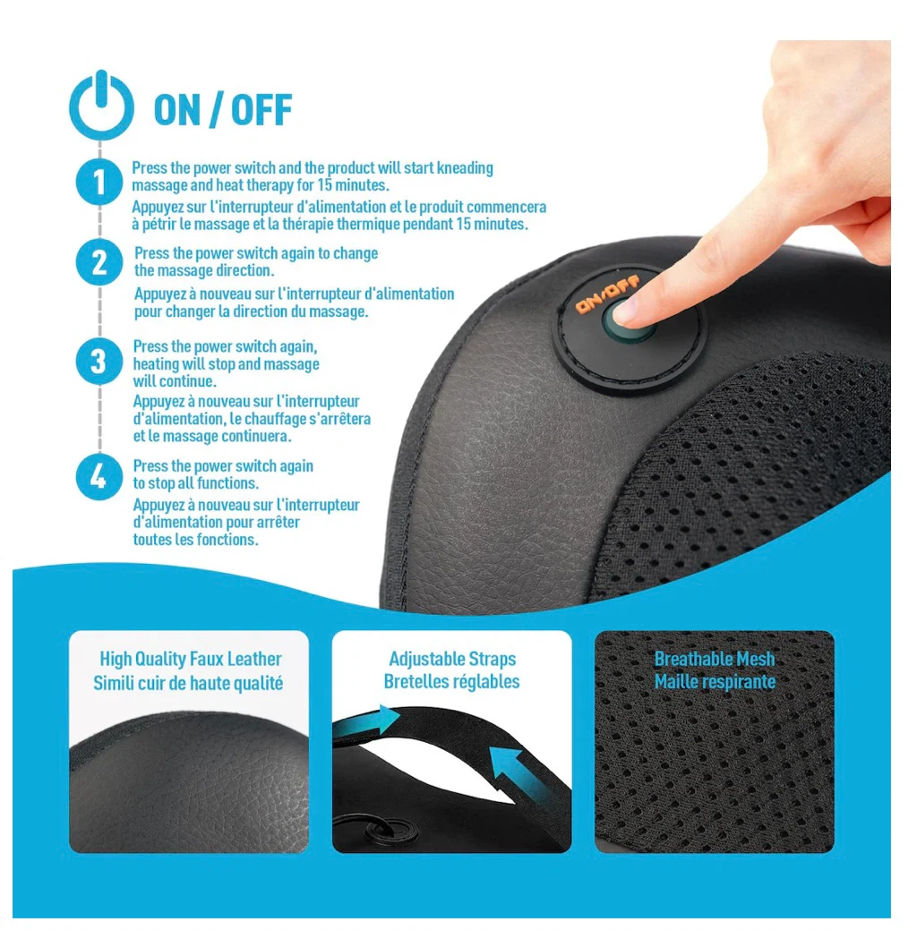 Shiatsu Deep Massage Cushion/Pillow, Black - photo 4