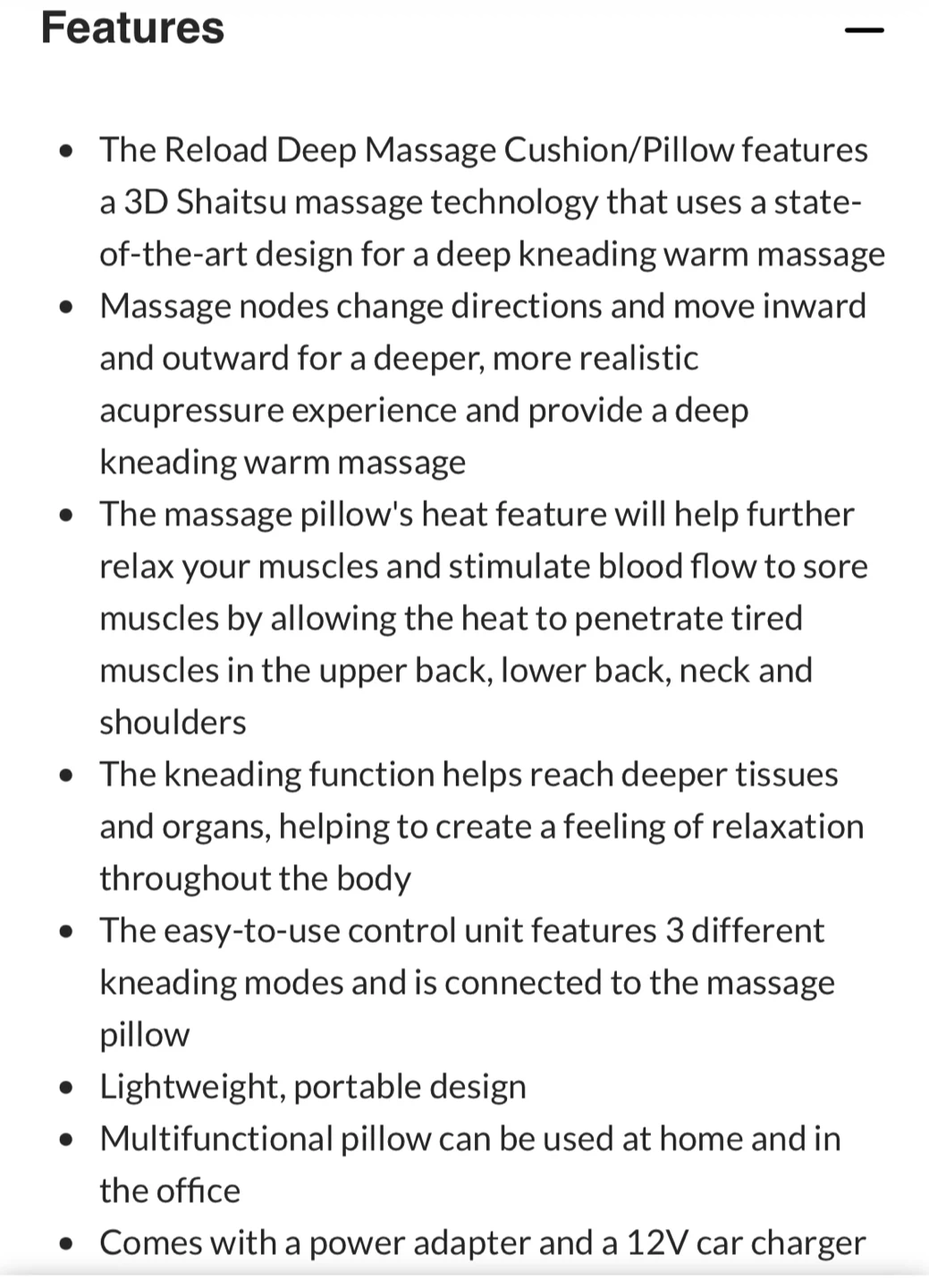 Shiatsu Deep Massage Cushion/Pillow, Black - photo 5