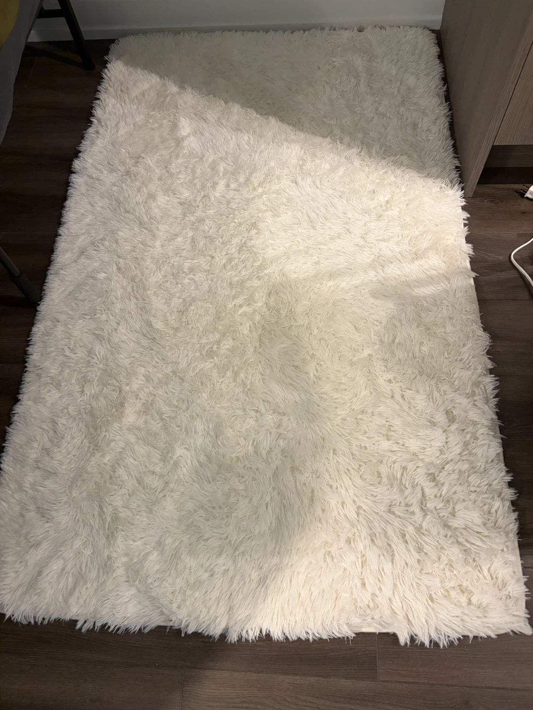 Fluffy Soft Small Rugs for Bedrooms Cream White Washable Rug