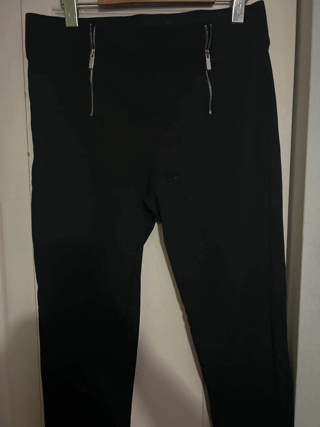 Black Women's Slim Trousers with Front Zippers - photo 2
