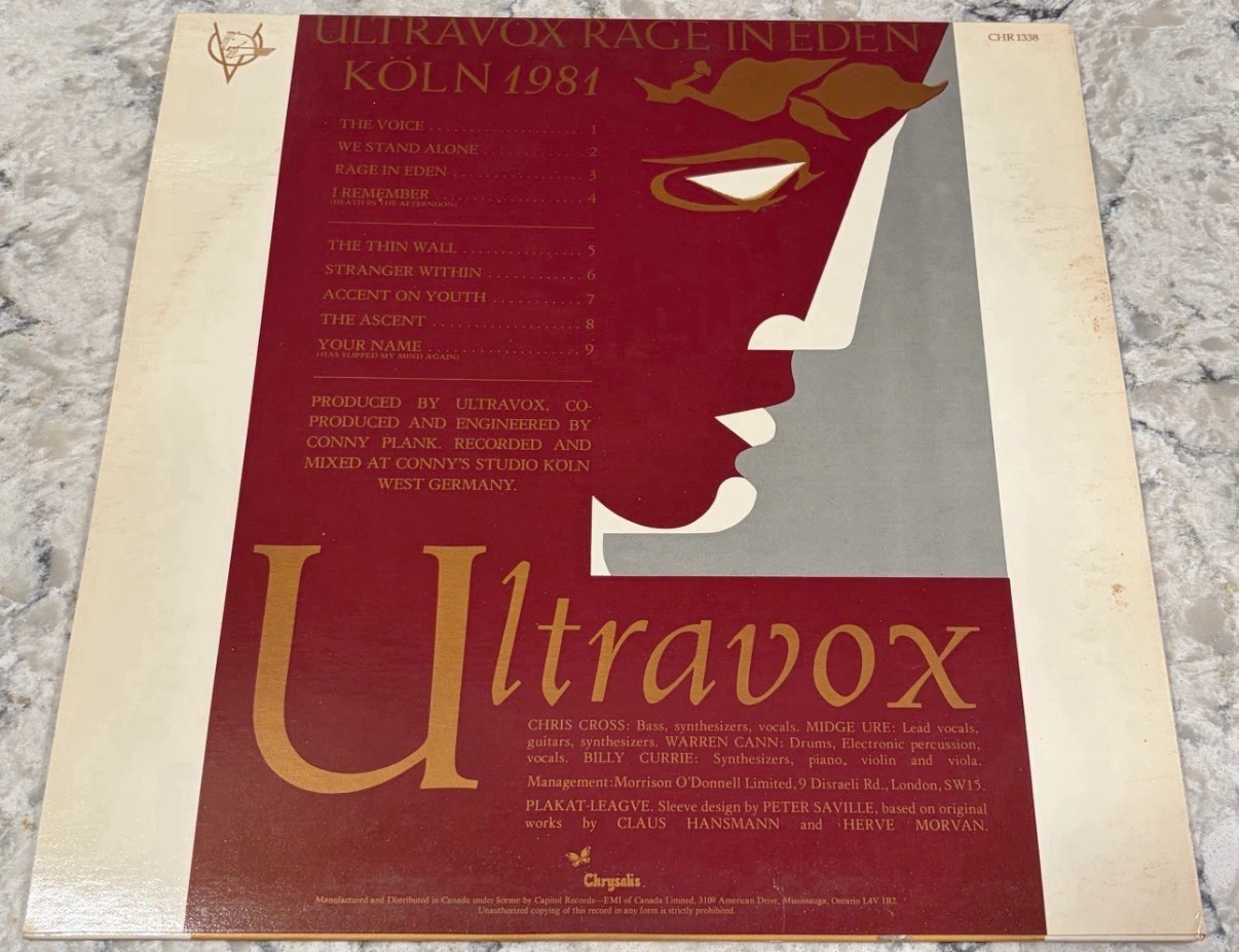 Ultravox Rage In Eden 1981 🇨🇦 Record (CHR 1338) Original Press - photo 2