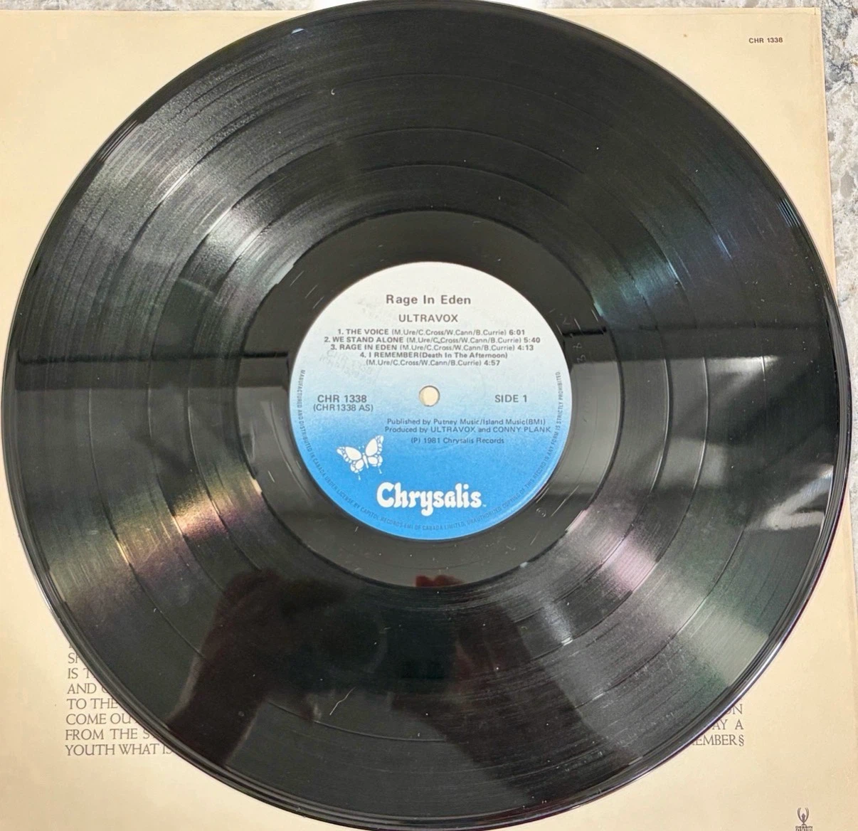 Ultravox Rage In Eden 1981 🇨🇦 Record (CHR 1338) Original Press - photo 5