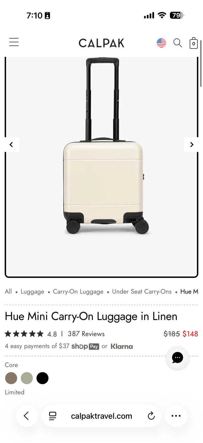 Calpak Hue Mini Carry-On Luggage - Linen - photo 2