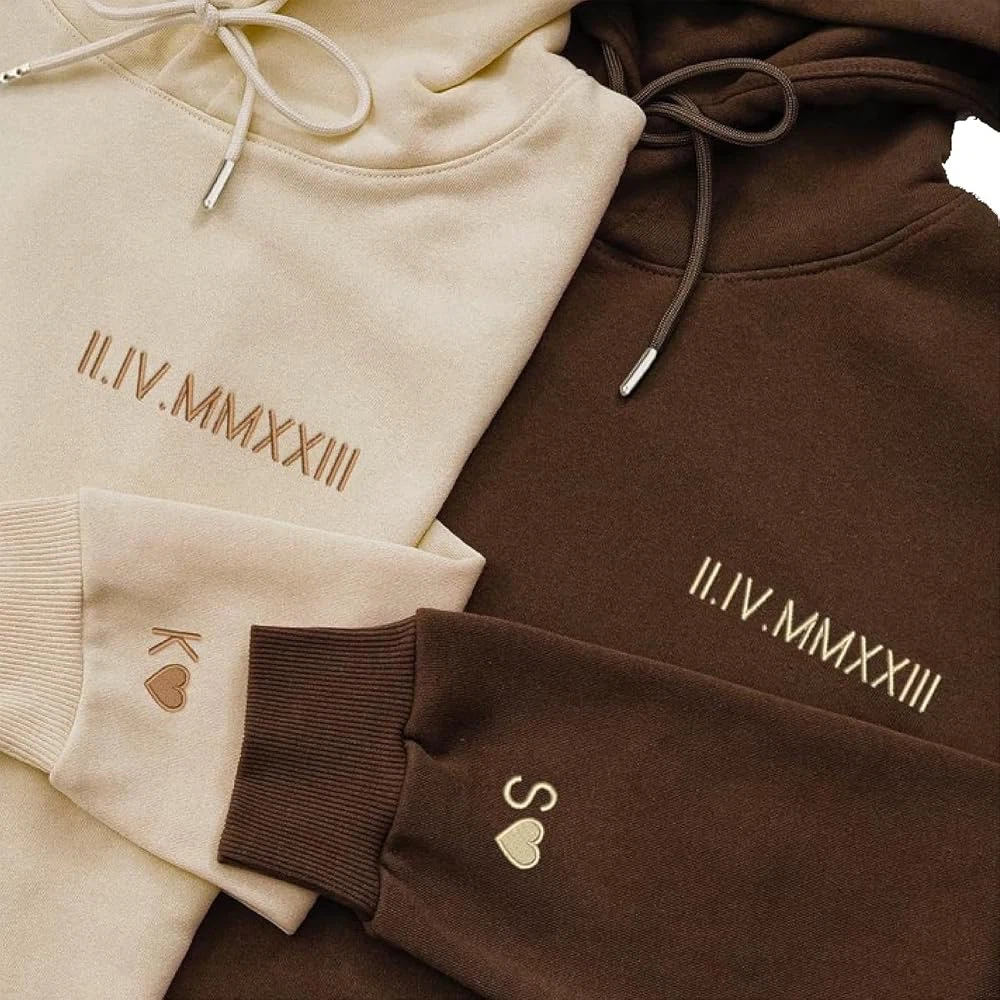 Custom embroidered date hoodies