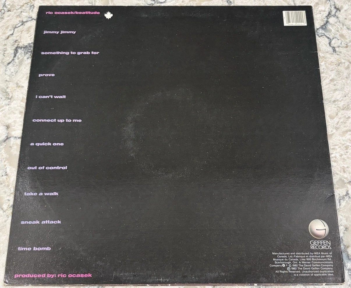Ric Ocasek Beatitude Vinyl Record 1982 🇨🇦 Pressing (XGHS 2022) - photo 2