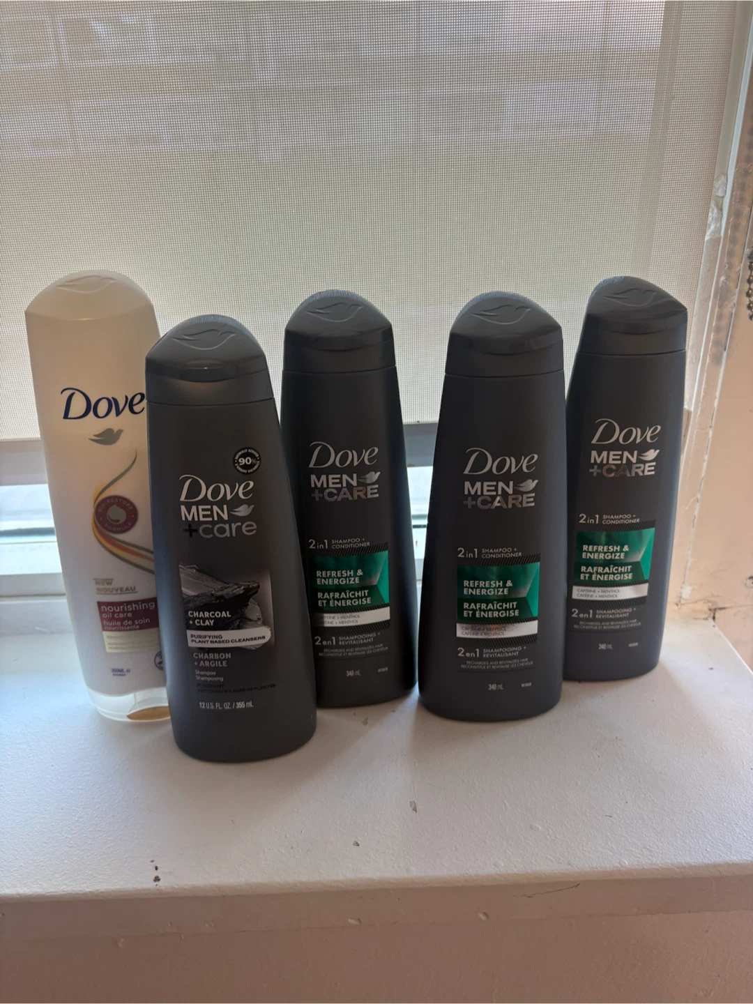 5 Bottles of Dove Shampoo and Conditioner