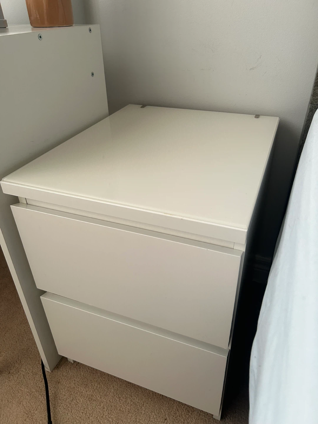 Two IKEA Malm White Nightstands - photo 2