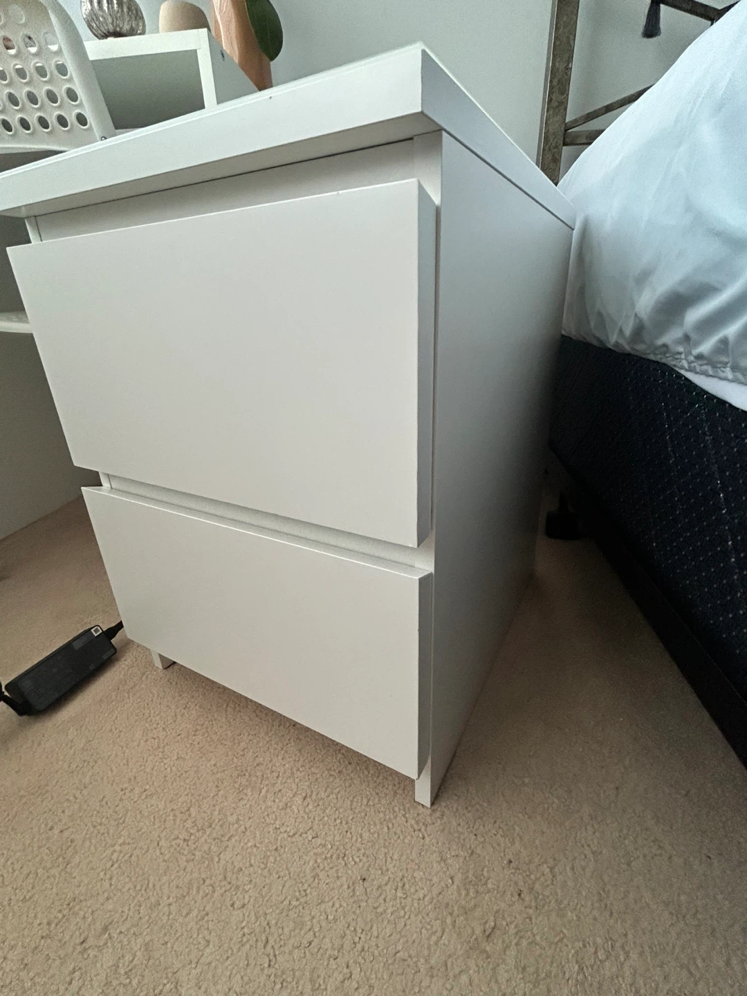 Two IKEA Malm White Nightstands - photo 3