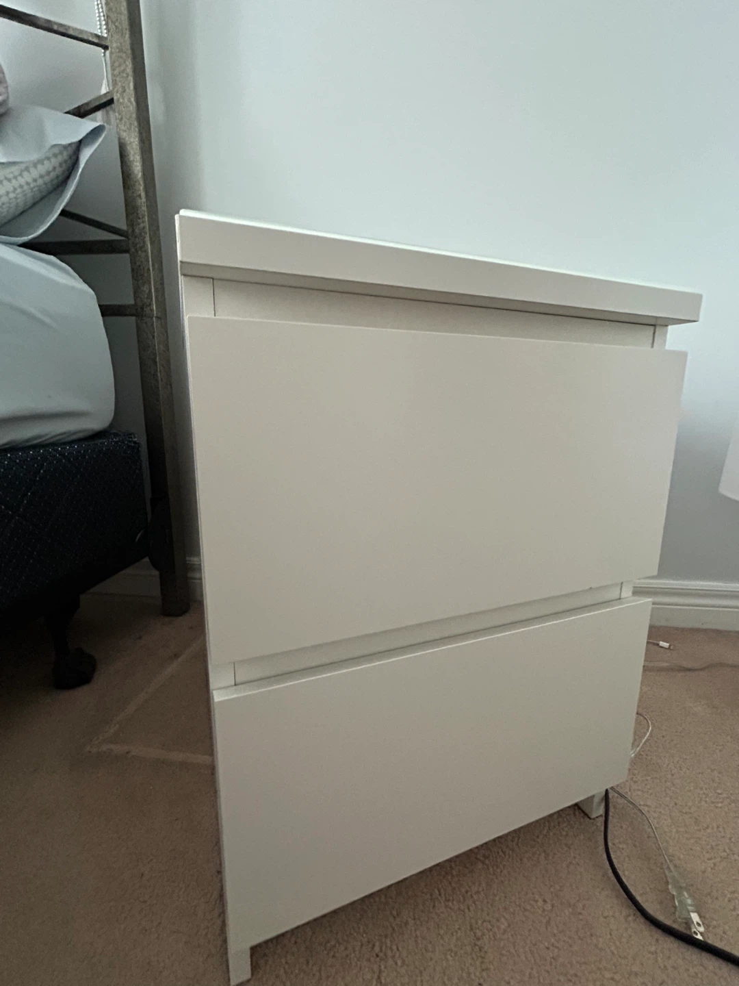 Two IKEA Malm White Nightstands - photo 4