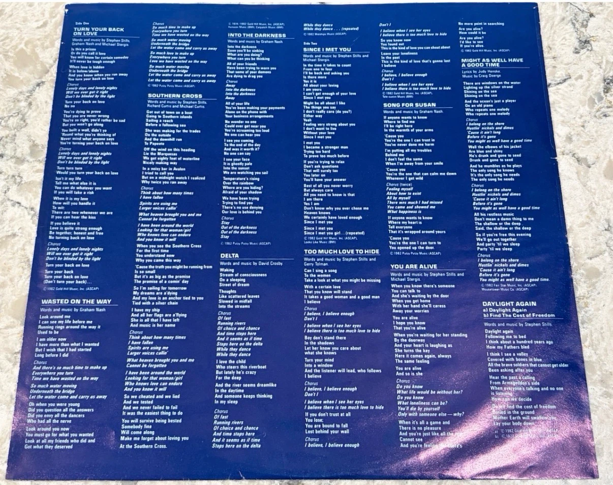 Crosby, Stills & Nash Daylight Again 1982 🇨🇦 Record (XSD 19360) - photo 3