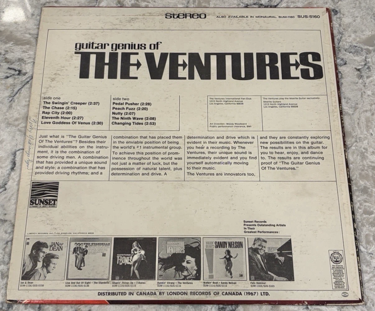 Ventures Guitar Genius Of The Ventures Record 🇨🇦 Press(SUS-5160) - photo 2