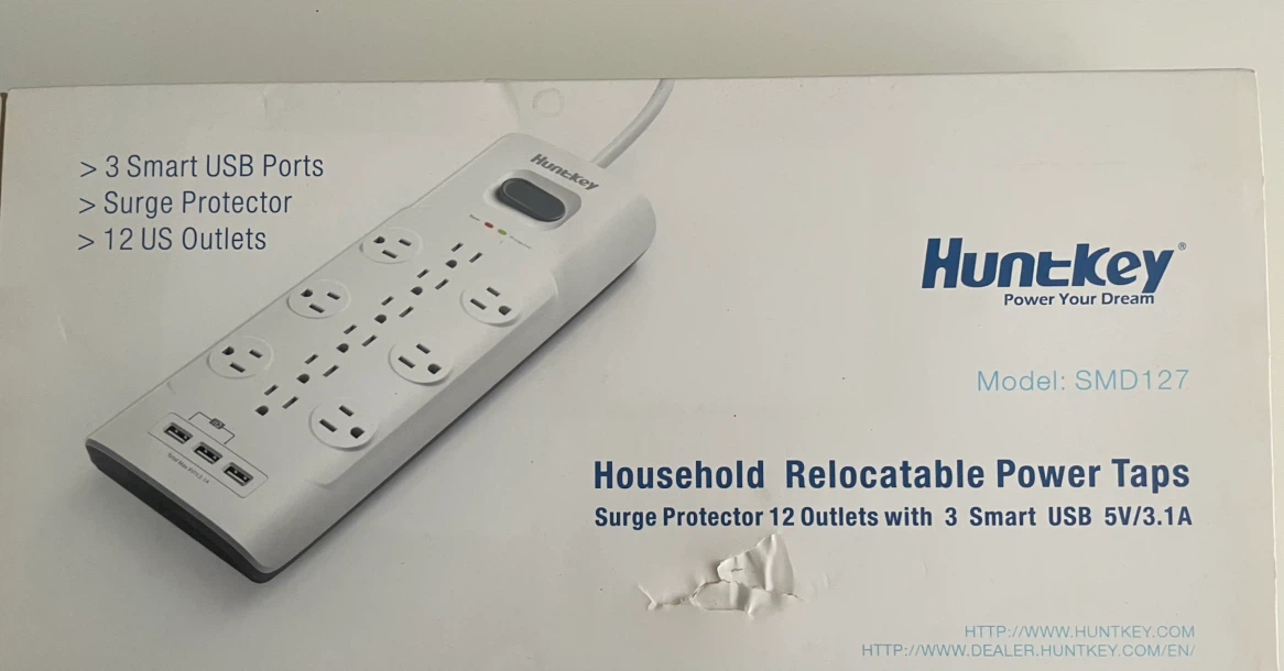 Huntkey 12-Outlet Surge Protector with 3 USB Ports – Like New - photo 2