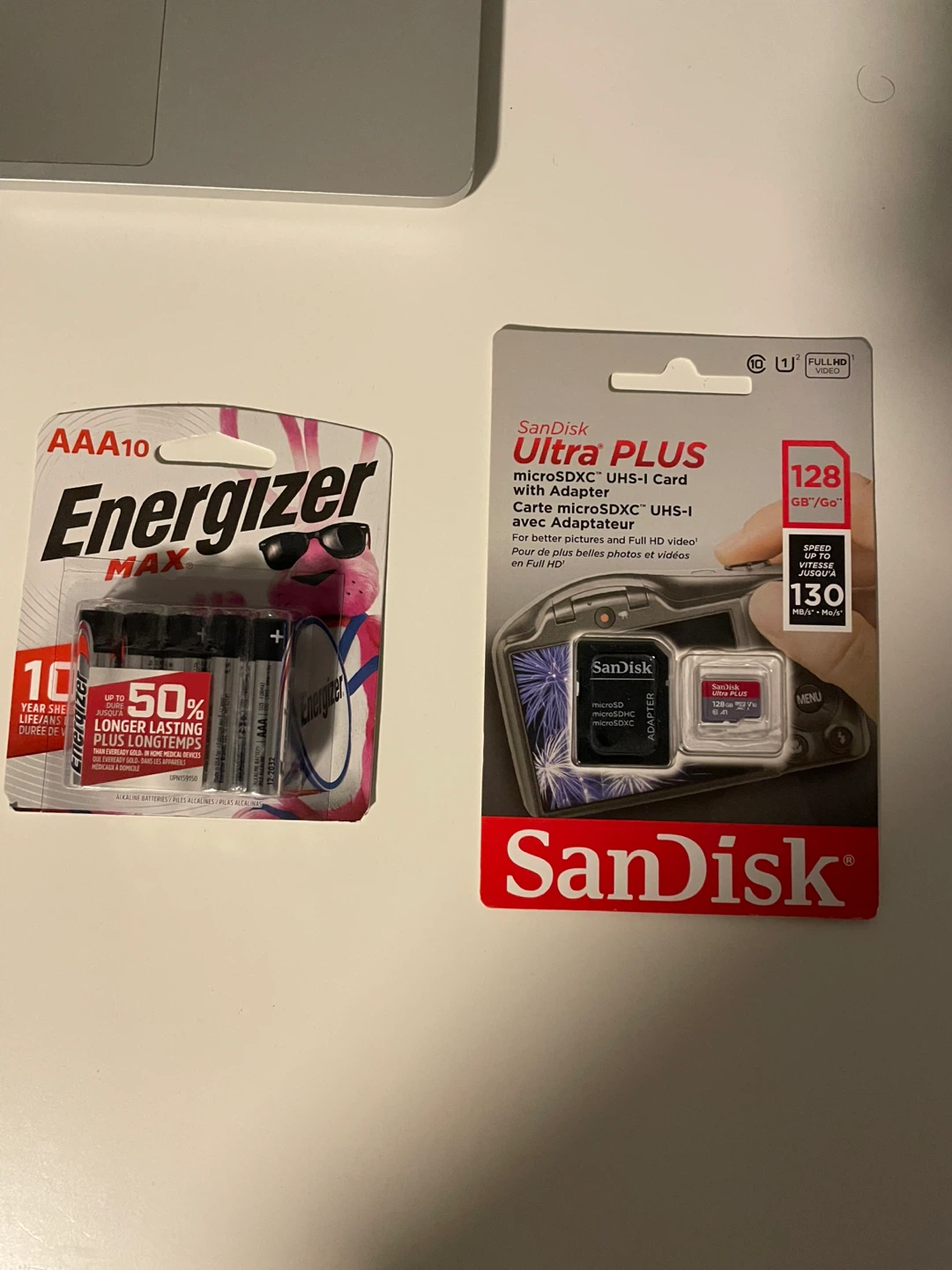 Energizer AAA Batteries and SanDisk 128GB microSD Card