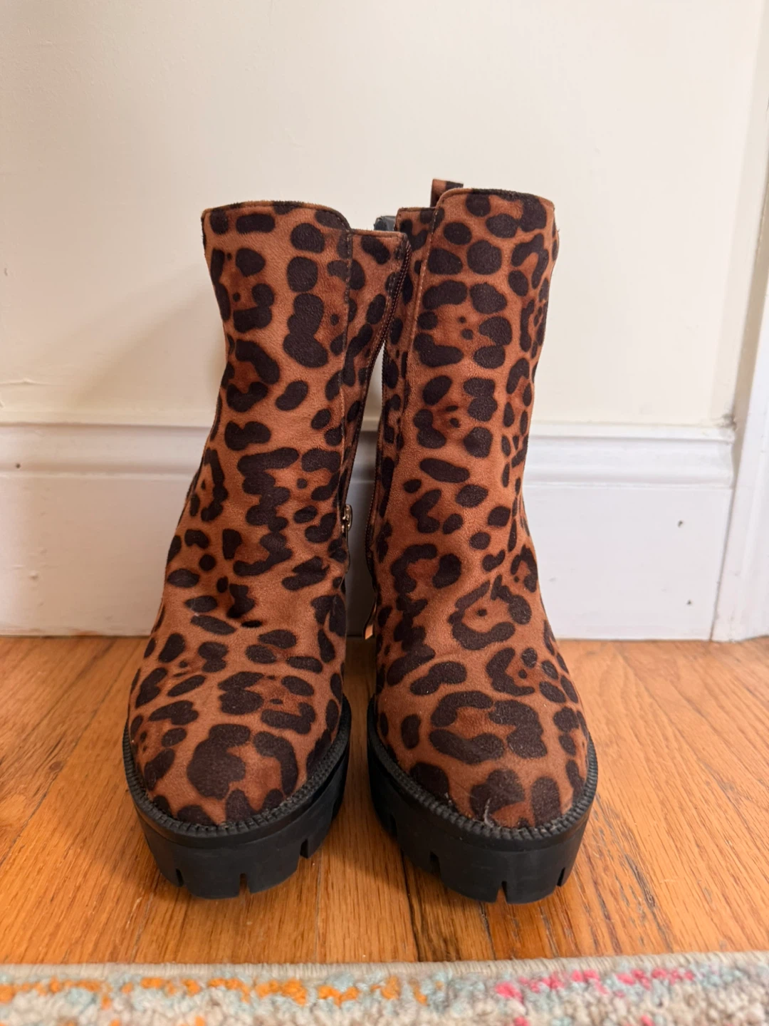 Leopard Print Platform Ankle Boots , Size: 8 - photo 2