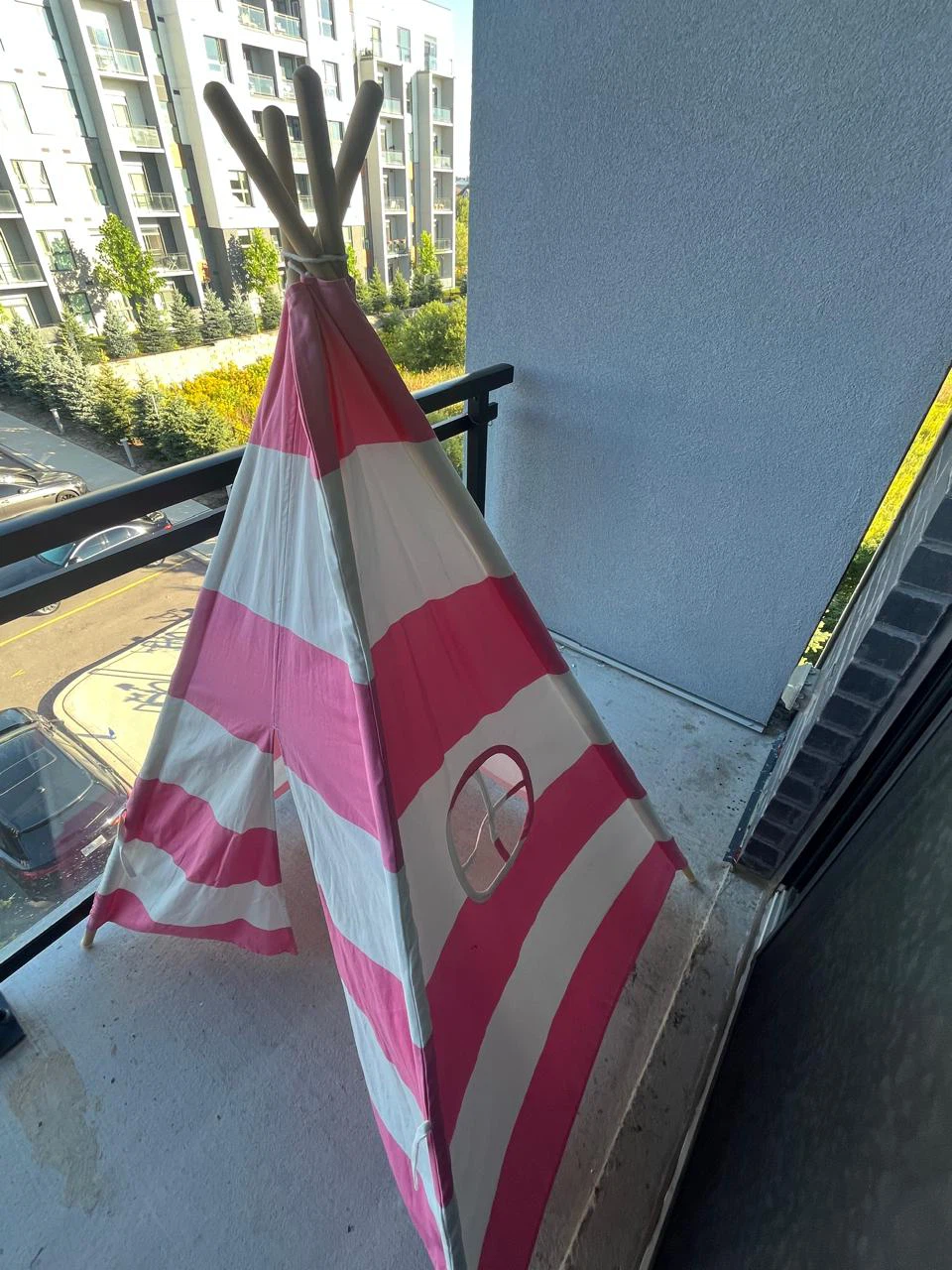 Kids Pink and White Striped Teepee tent - photo 2
