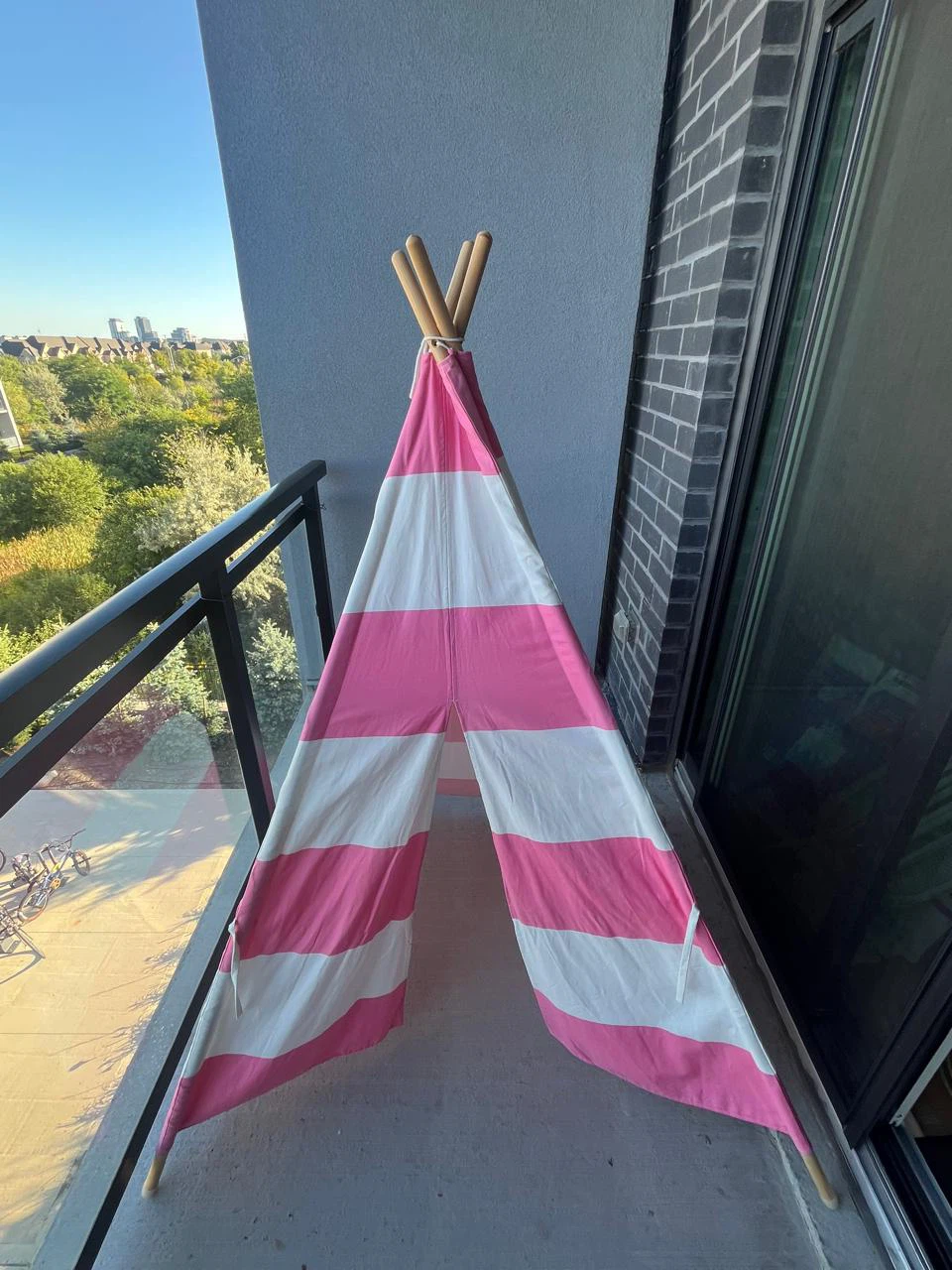 Kids Pink and White Striped Teepee tent - photo 3