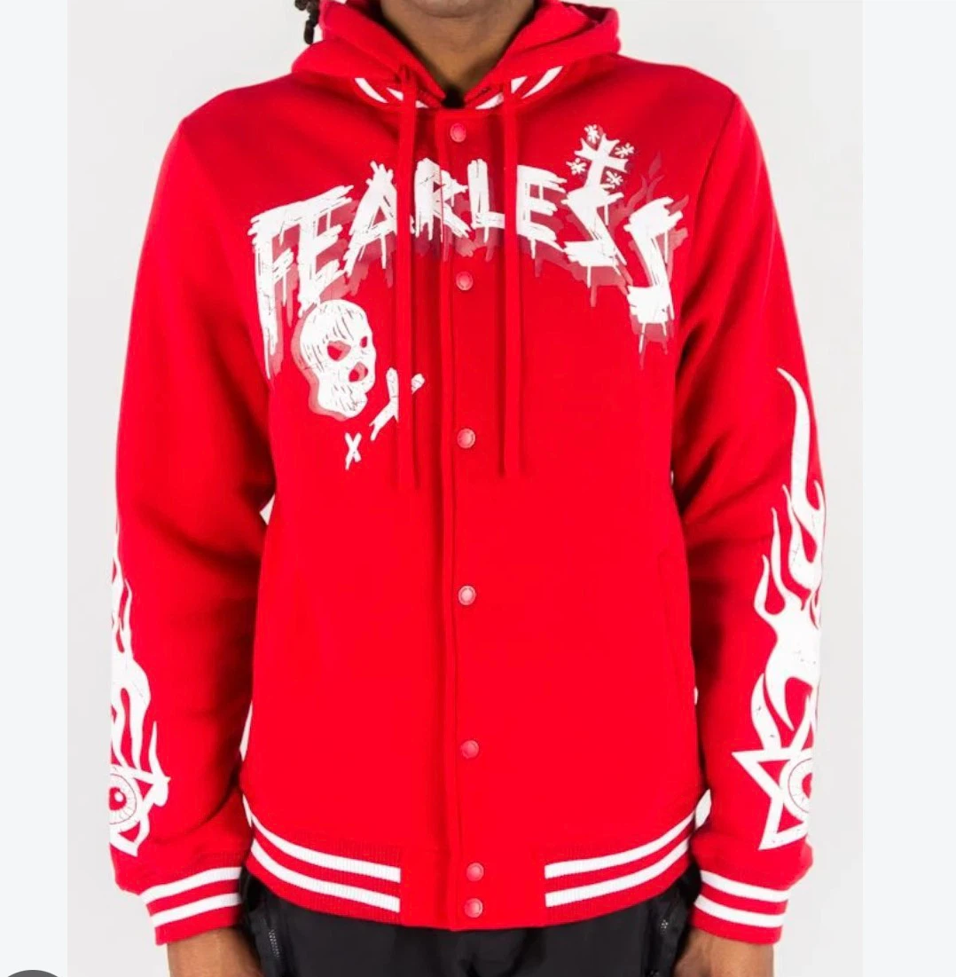 Red "FEARLESS" Hoodie Jacket