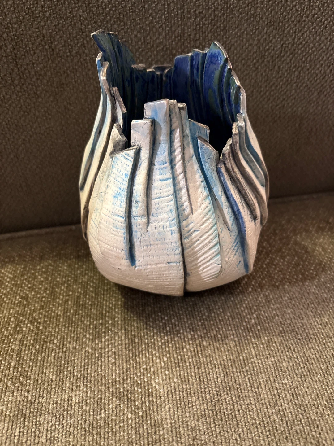 Unique Ceramic Vase - Blue & White
