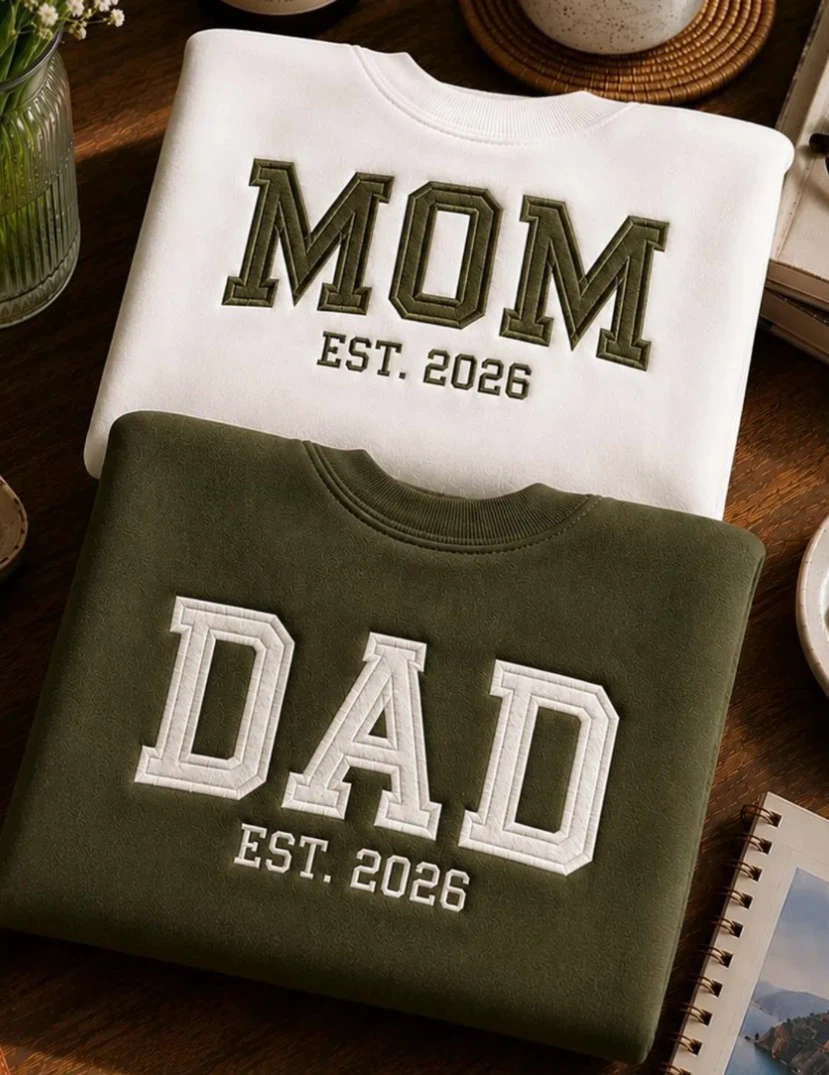 Custom made Embroidered Mom and Dad Crewneck Sweaters - photo 3