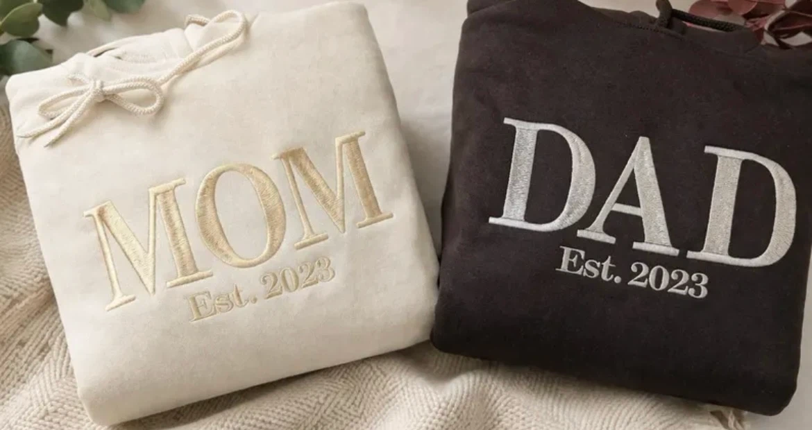 Custom made Embroidered Mom and Dad Crewneck Sweaters - photo 4
