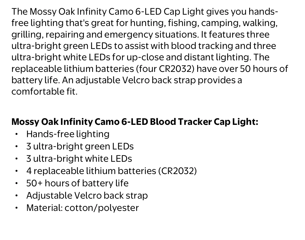 Mossy Oak Infinity Camo 6-LED Cap Light - photo 5