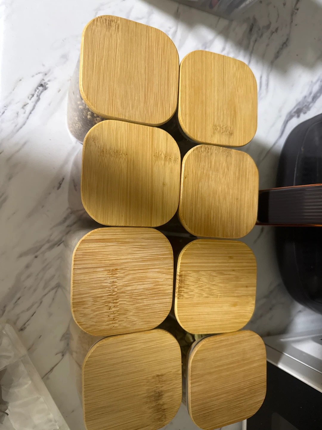 Set of 8 Bamboo Lid Glass Storage Jars - photo 3