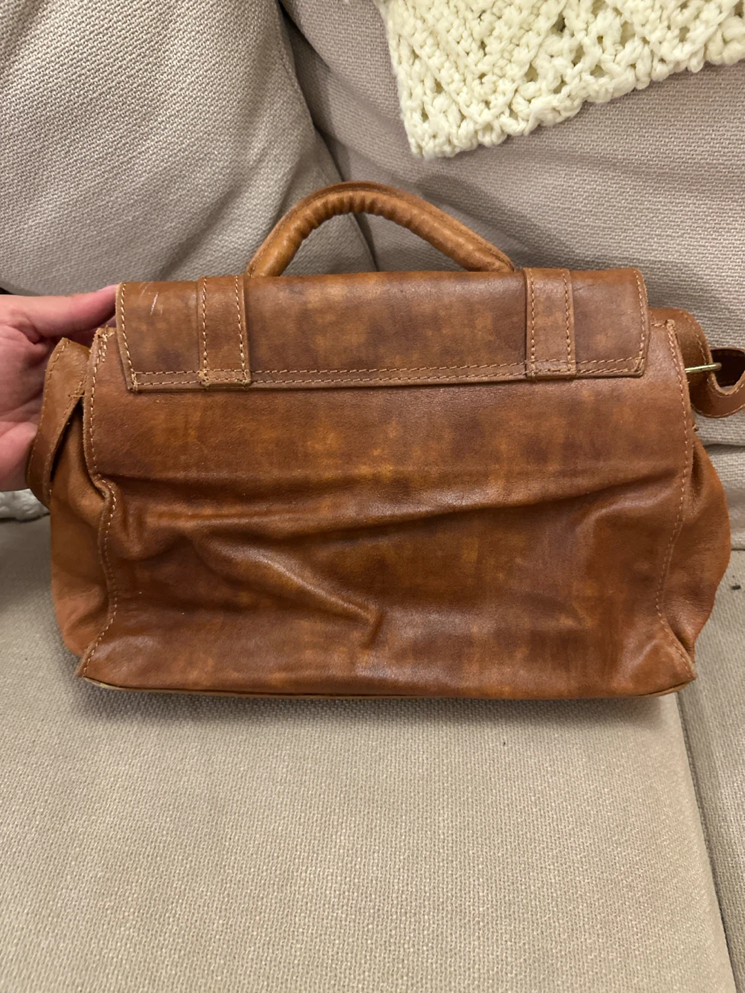 Vintage Style Brown Faux Leather Satchel - photo 2