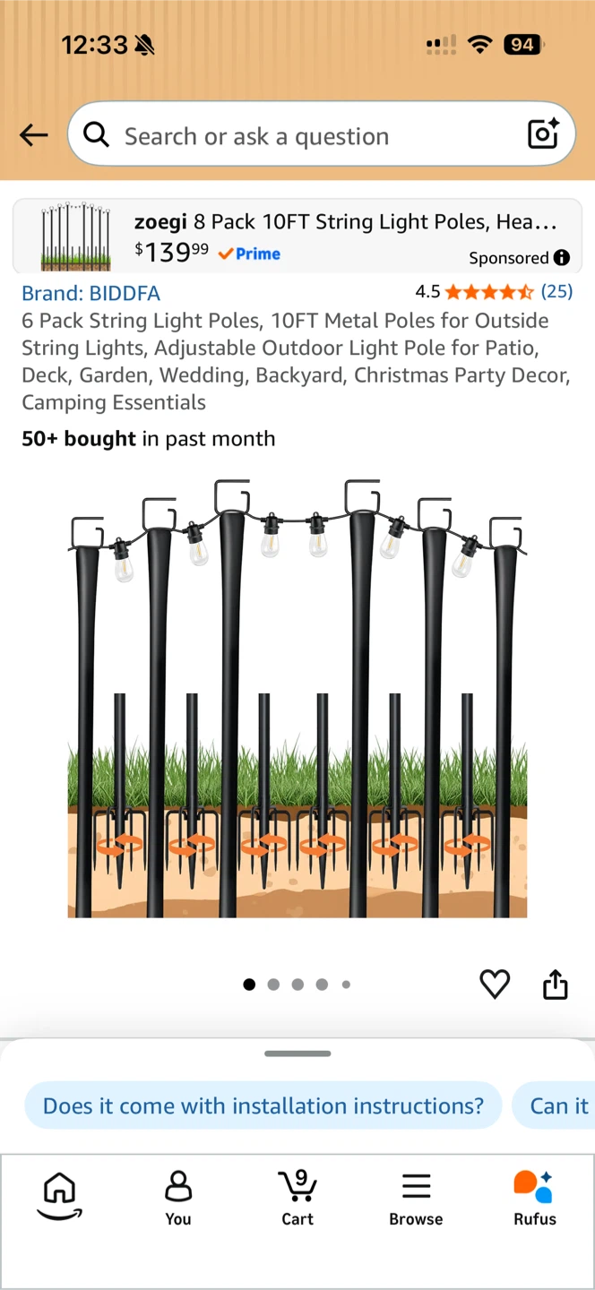 BIDDFA 3 Pack String Light Poles - photo 2