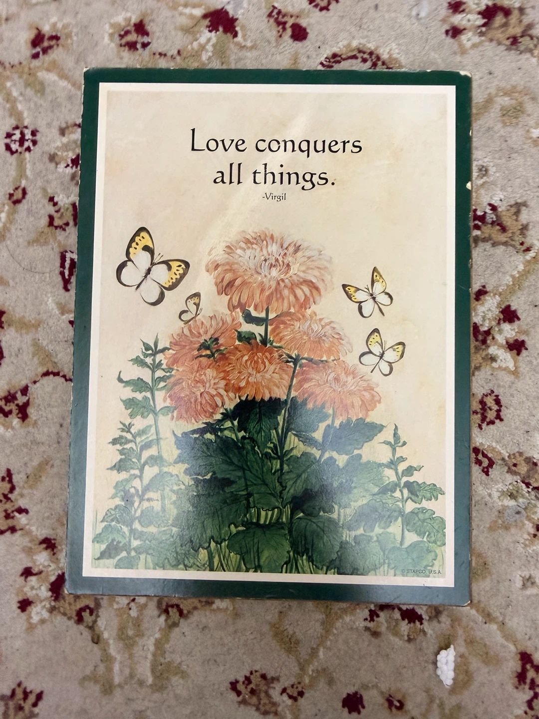 Vintage "Love Conquers All Things" Wall Art