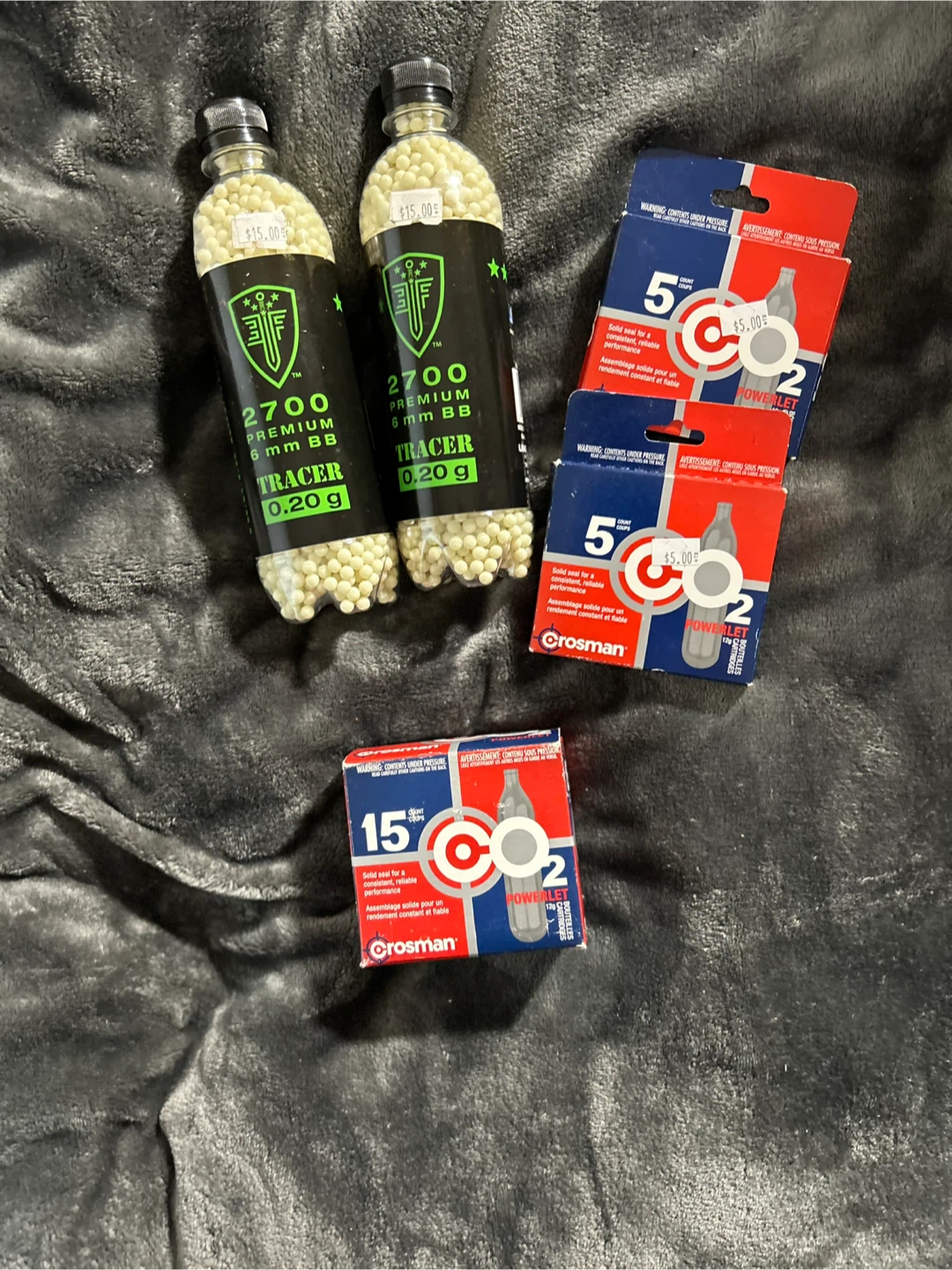 Airsoft 6mm Tracer BBs and Crosman CO2 Cartridges