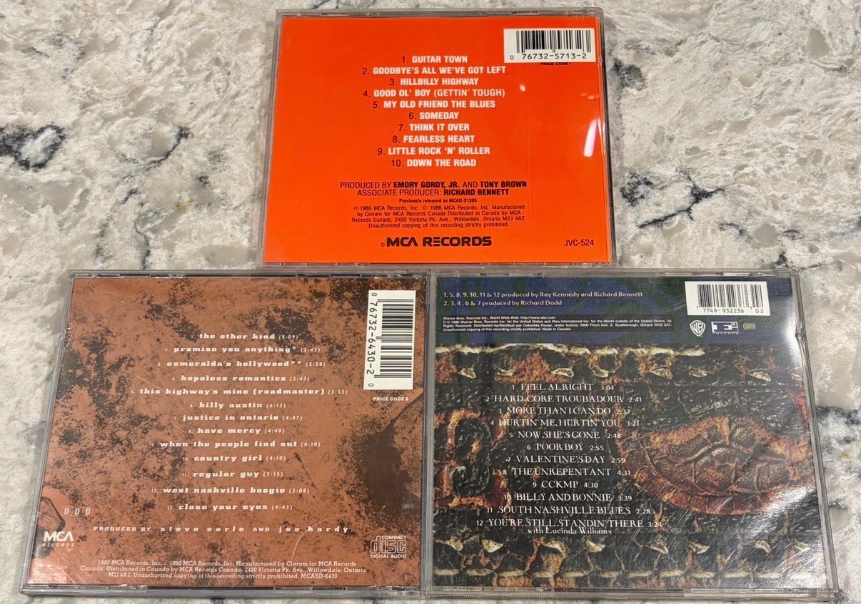 Steve Earle CD Lot: Guitar Town, The Hard Way, I Feel Alright - photo 2
