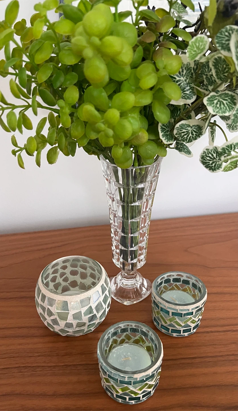 Set of 3 Mosaic Glass Candle Holders