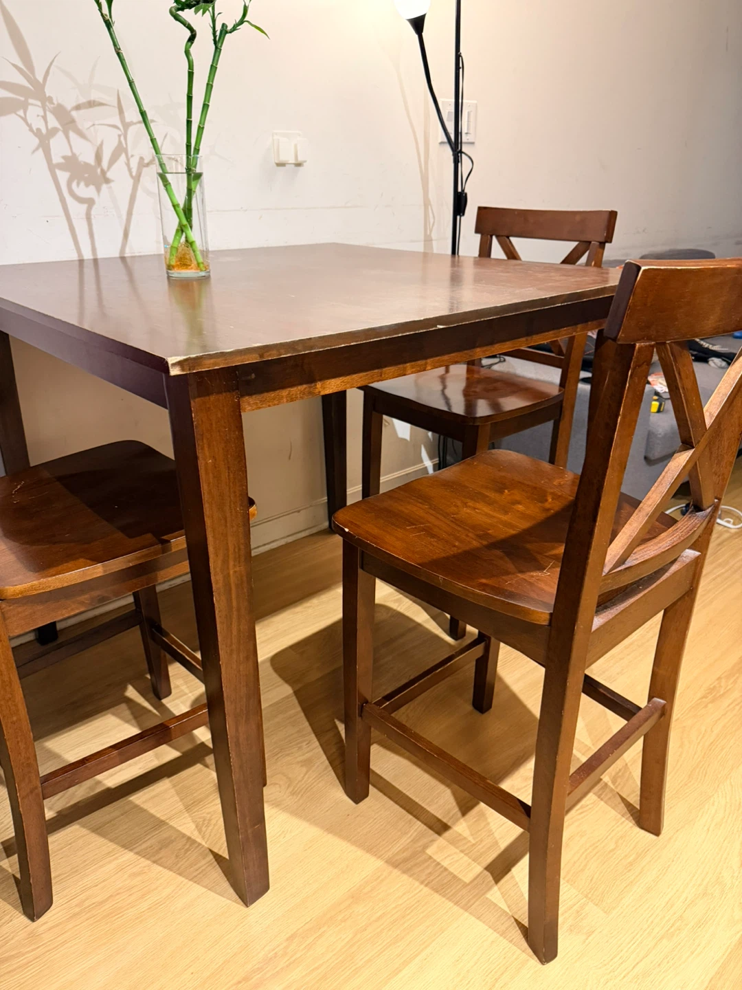 Dark Wood Dining Table and 3 Chairs