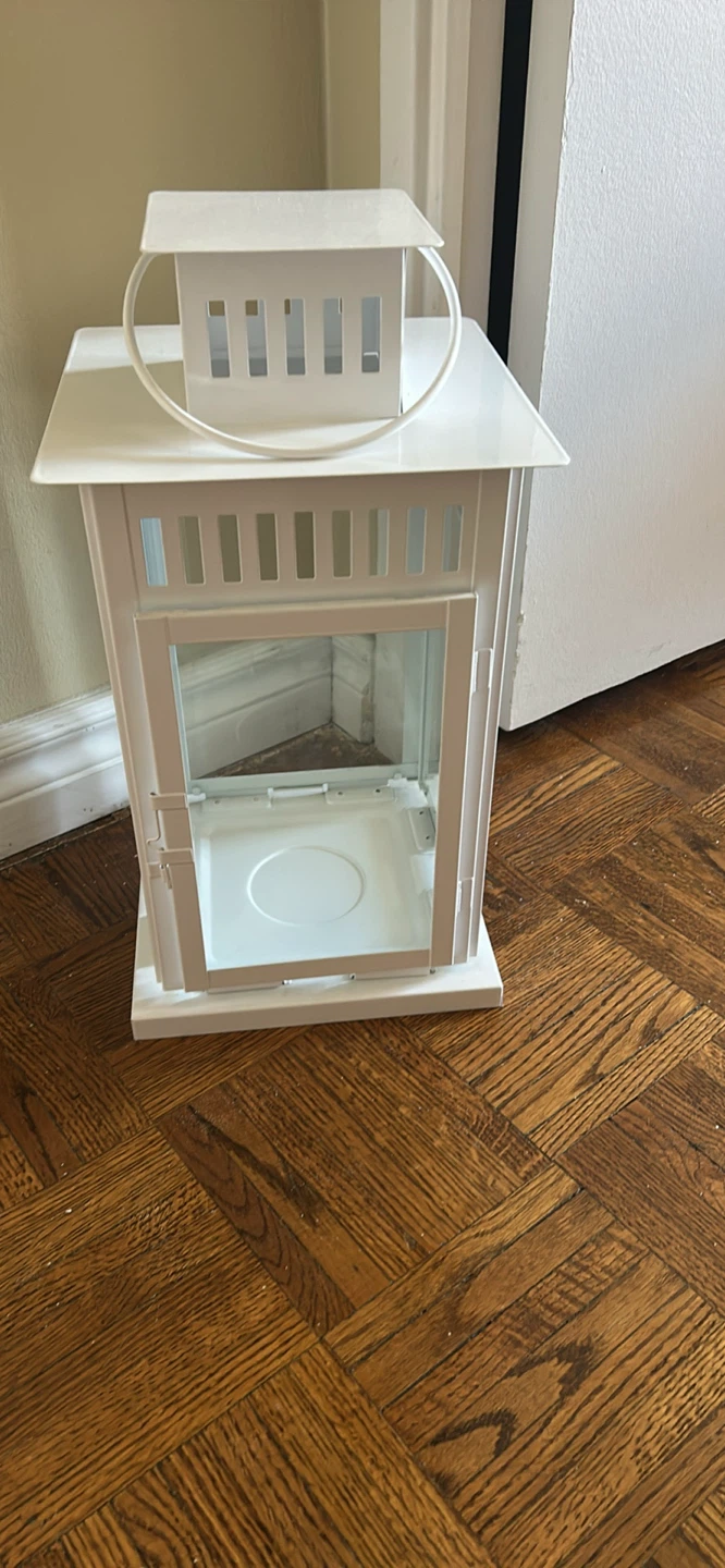 19” IKEA Borrby White Candle Lantern