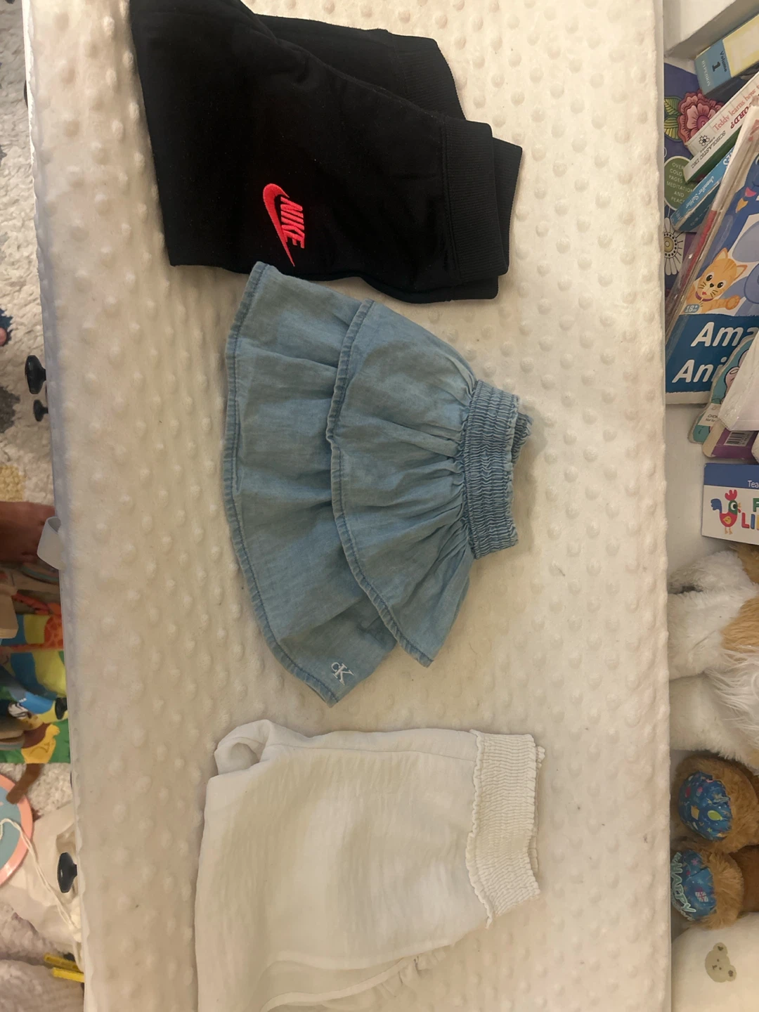 Nike Black Leggings, Calvin Klein Denim Skirt & White Shorts Set