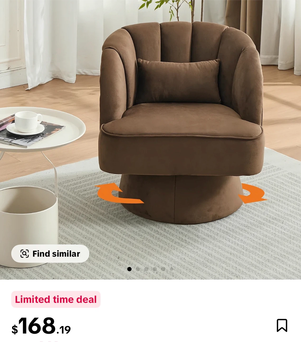 New:  Modern Swivel Accent Chair with Pillow