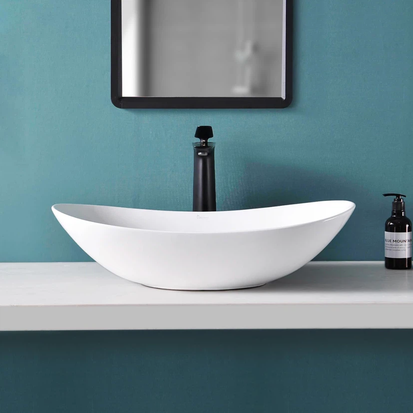 Davivy Large Oval Vessel Sink with Pop Up Drain