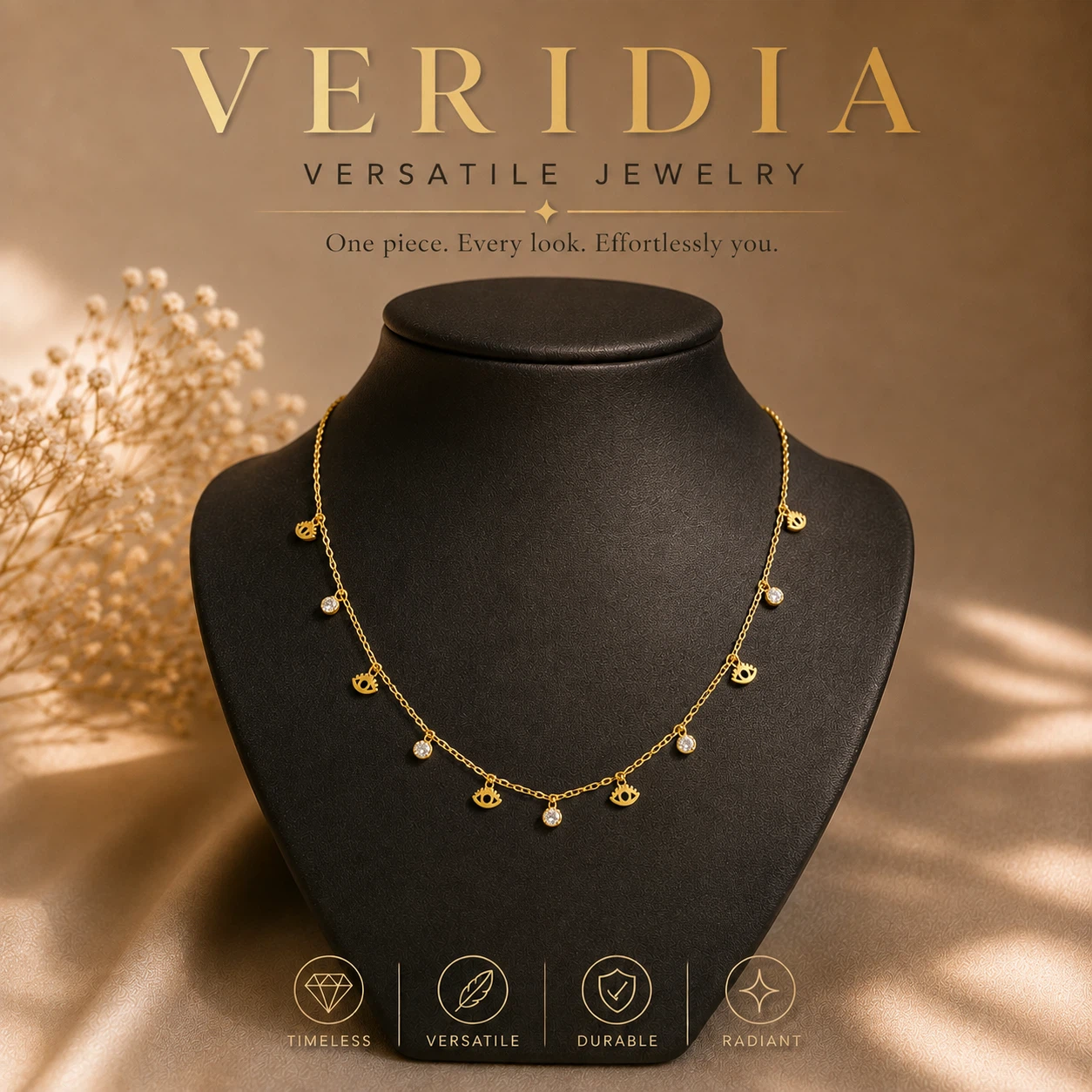 Veridia Versatile Gold-Tone Evil eye  Necklace