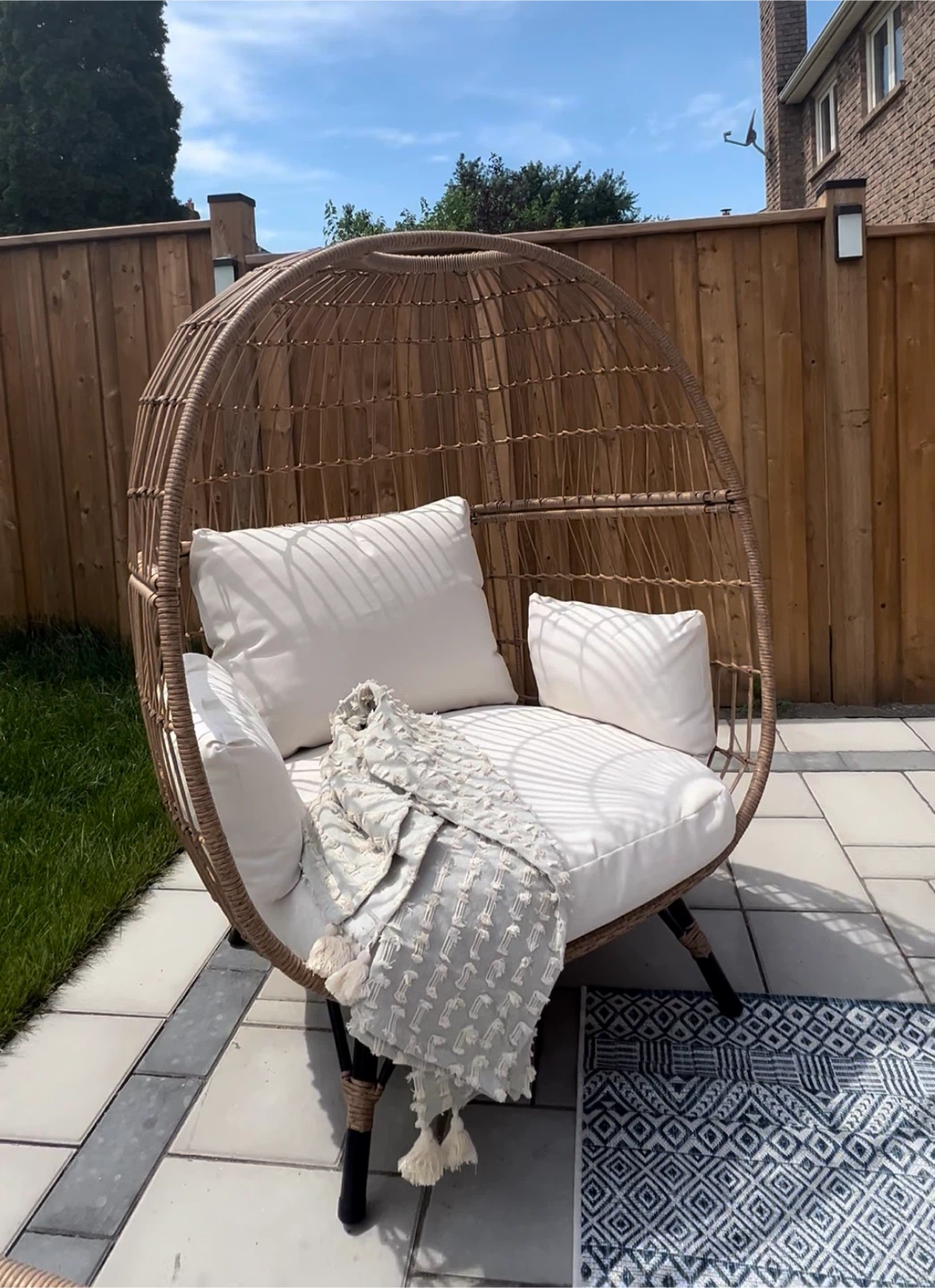 Large Wicker Egg Patio Chair
